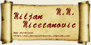 Miljan Mičetanović vizit kartica